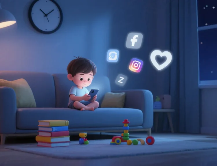 a kid holding mobile