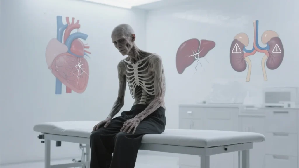 The human body without food for 4 weeks
