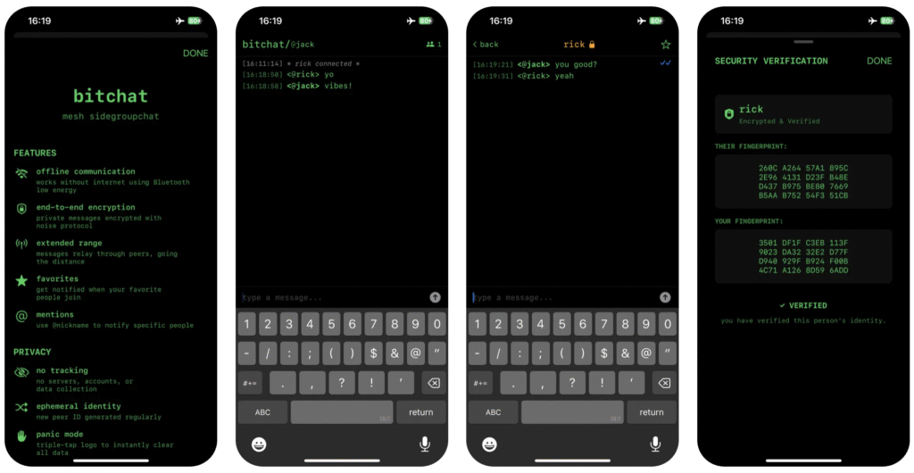 bitchat app screenshots