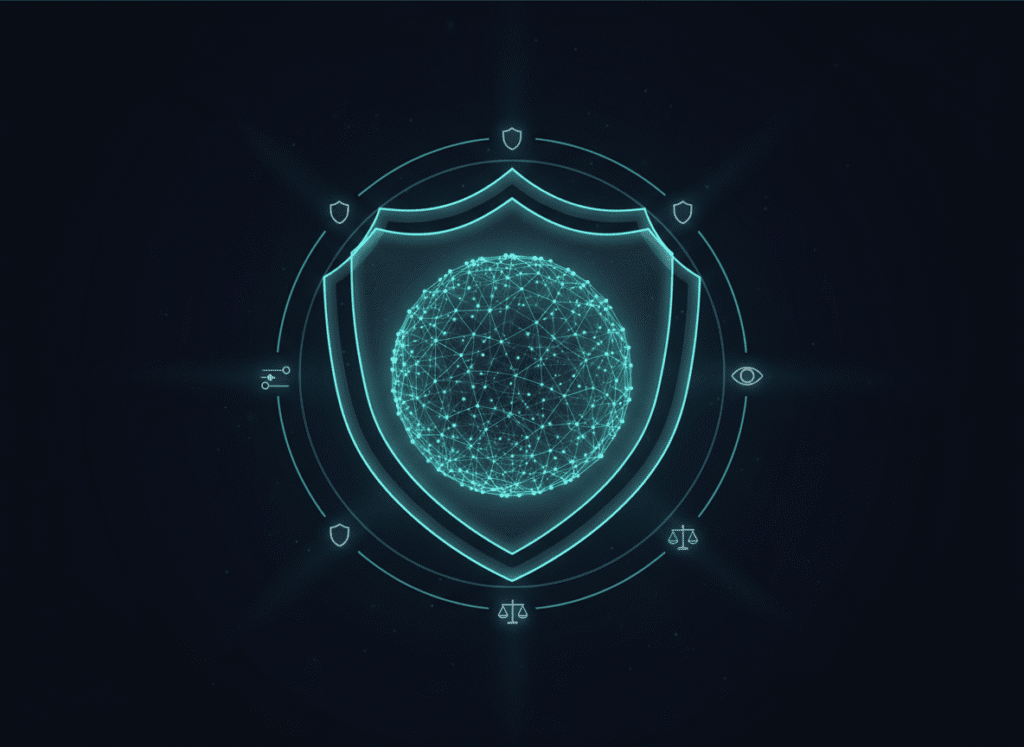 Safety & governance layered shield with nodes