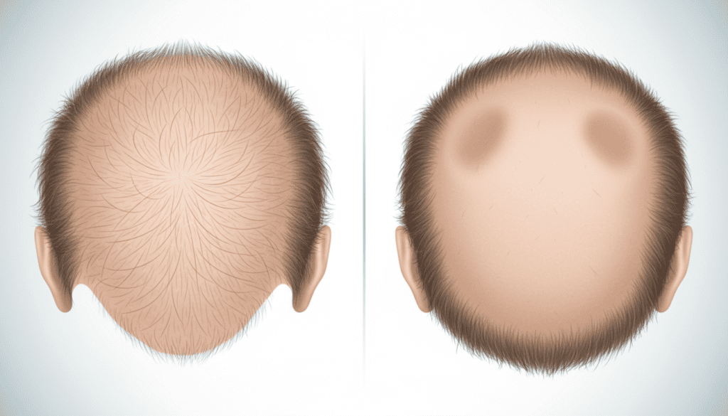 الفرق بين انواع تساقط الشعر